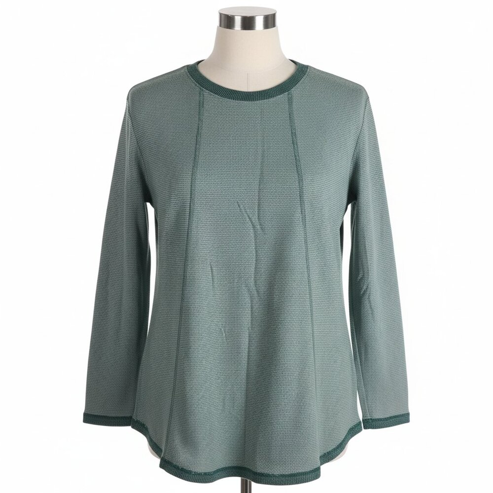 J.Jill Women's Old Money Top Blouse Green Size Small Long Sleeve